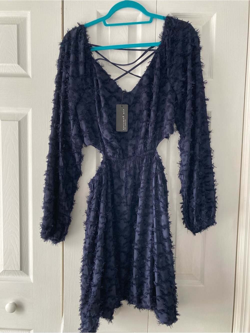 NWT Current Air Navy Textured Mini Dress with side cutouts